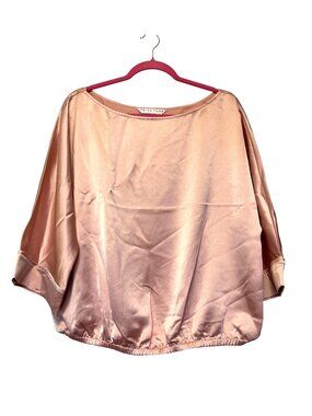 Trina Turk Lyric Top Strawberry Fields Blush Pink NWT Size L Elastic Hem Dolman